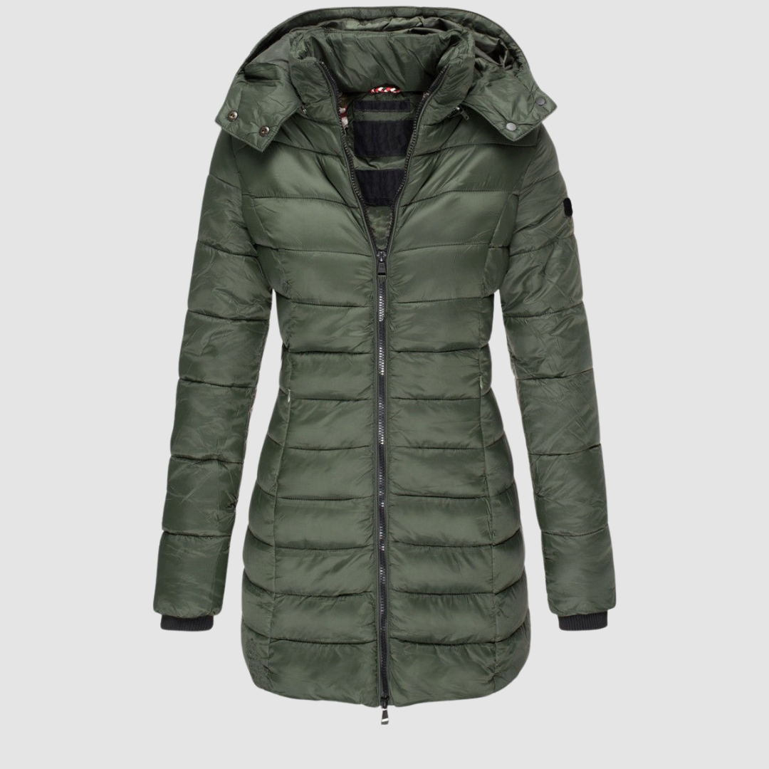 Brunwike | Damen Lange Steppjacke mit Kapuze - Dark Grey - Image 6