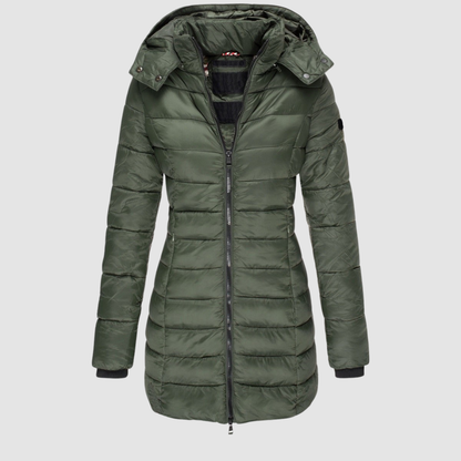 Brunwike | Damen Lange Steppjacke mit Kapuze - Dark Grey - Image 6