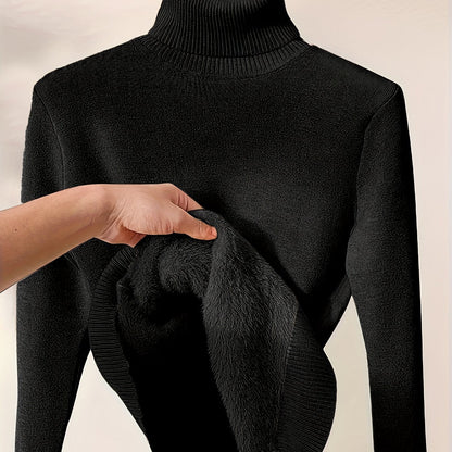 Brynhild | Damen Rollkragenpullover gefüttert Strickpullover - Camel - Image 10