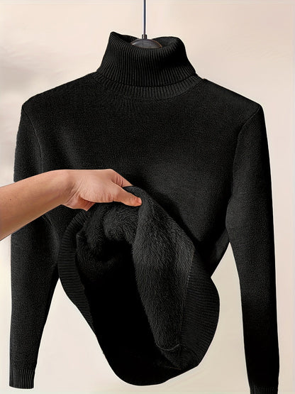 Brynhild | Damen Rollkragenpullover gefüttert Strickpullover - Camel - Image 11