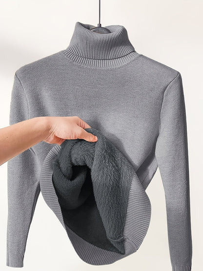Brynhild | Damen Rollkragenpullover gefüttert Strickpullover - Camel - Image 20