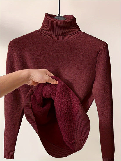 Brynhild | Damen Rollkragenpullover gefüttert Strickpullover - Camel - Image 26