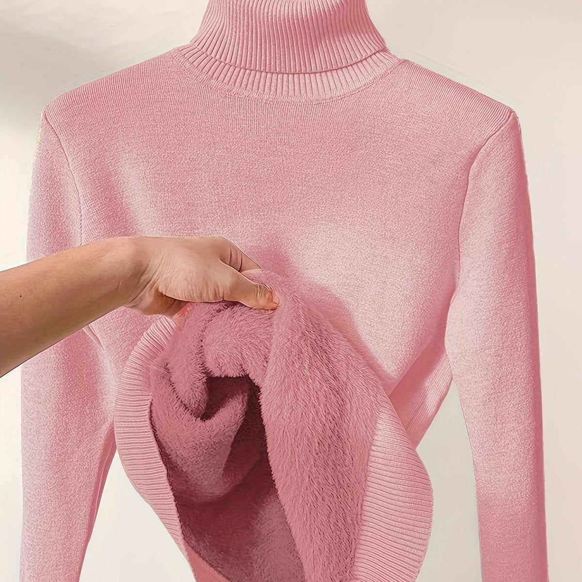 Brynhild | Damen Rollkragenpullover gefüttert Strickpullover - Camel - Image 29