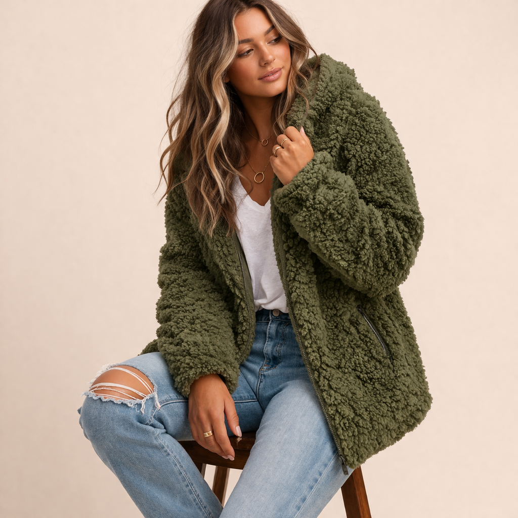 Brynweld | Damen Teddyfleece Wintermantel mit Kapuze - Image 3