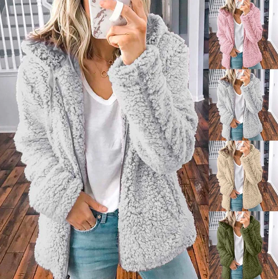 Brynweld | Damen Teddyfleece Wintermantel mit Kapuze - Image 5