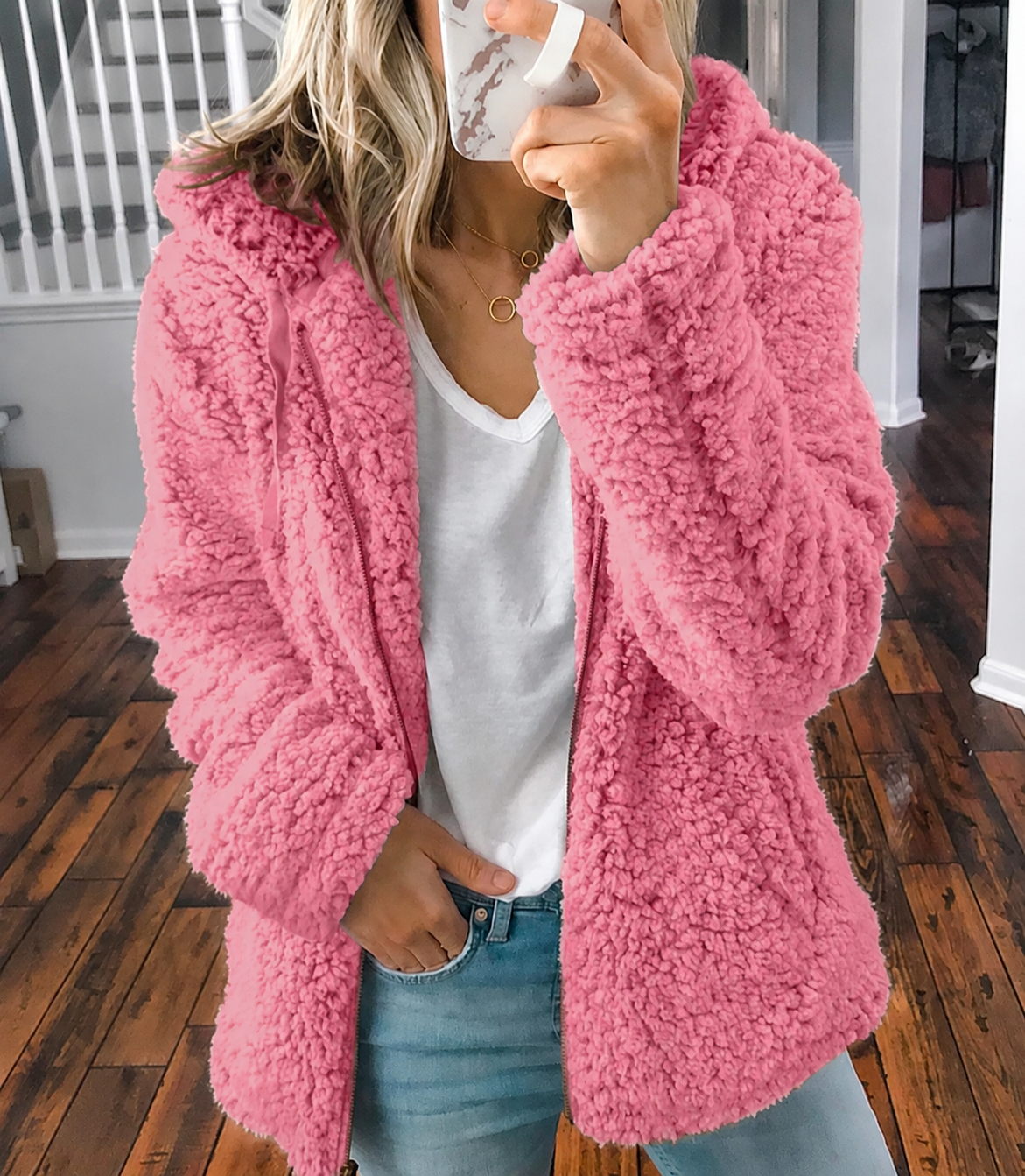 Brynweld | Damen Teddyfleece Wintermantel mit Kapuze - Image 6