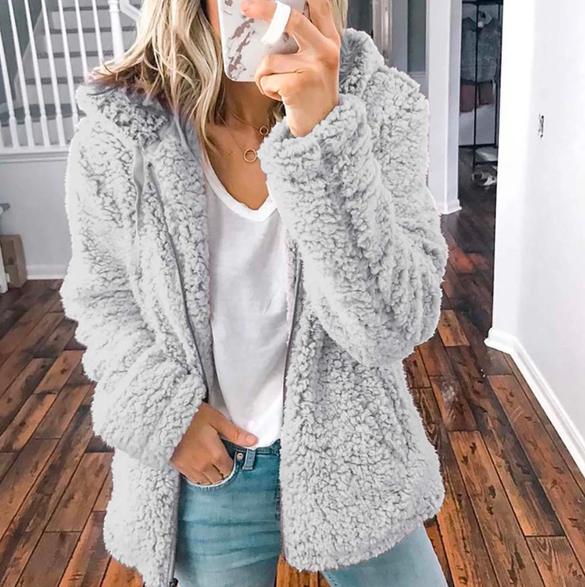 Brynweld | Damen Teddyfleece Wintermantel mit Kapuze - Image 7