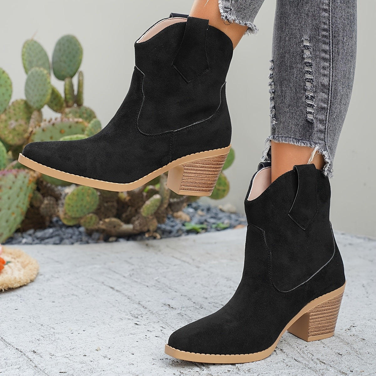Stiefeletten Damen | Bequemer Blockabsatz & Western Look 2