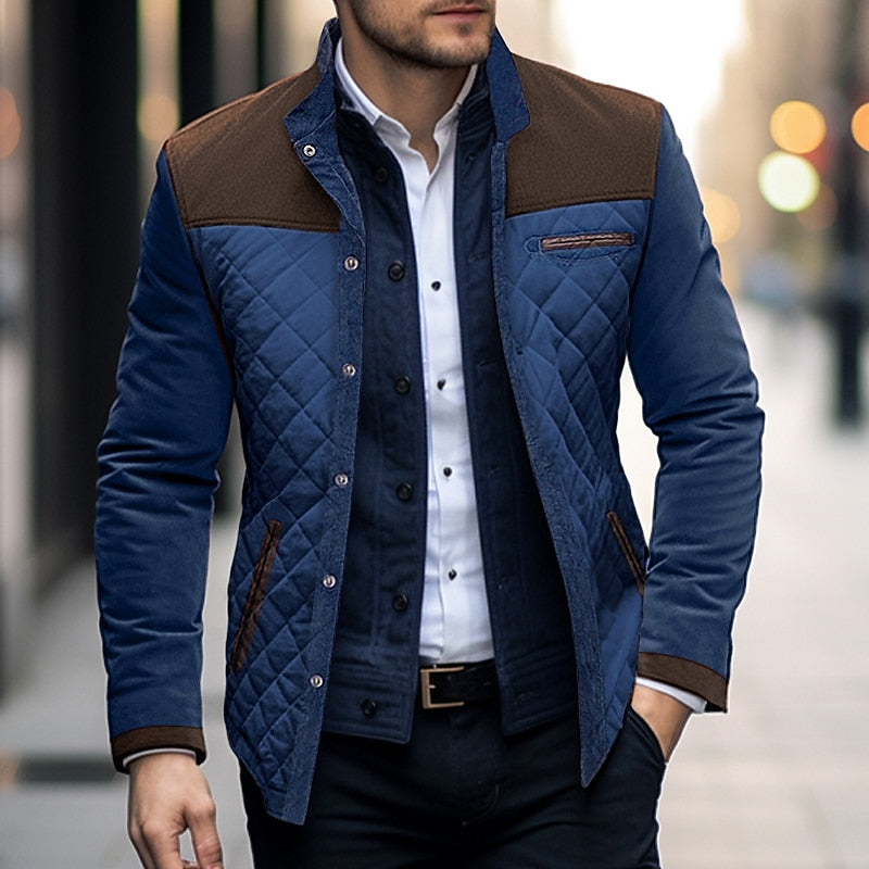 Corvald | Herren Steppjacke Wattiert Colorblock - Blue - Image 1