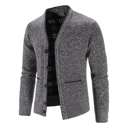 Corvald | Herren Strickjacke V-Ausschnitt Knopfleiste - Light Grey - Image 11