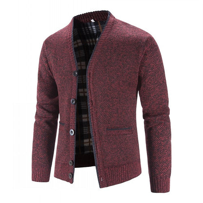 Corvald | Herren Strickjacke V-Ausschnitt Knopfleiste - Light Grey - Image 4