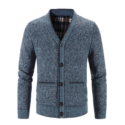 Corvald | Herren Strickjacke V-Ausschnitt Knopfleiste - Light Grey - Image 8