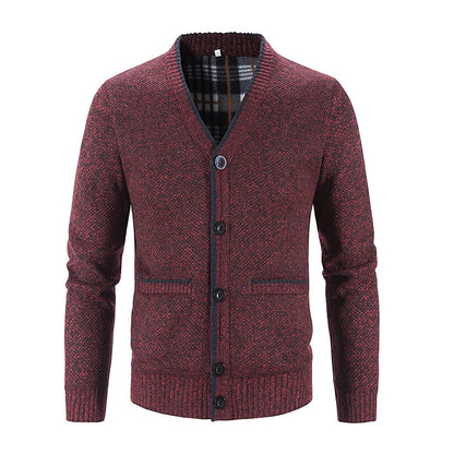 Corvald | Herren Strickjacke V-Ausschnitt Knopfleiste - Light Grey - Image 9