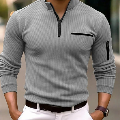 Corvell | Herren Strickpullover Quarter-Zip - Olive Green - Image 4