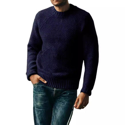 Corvund | Herren Strickpullover Wabenstruktur Rundhals - Image 2