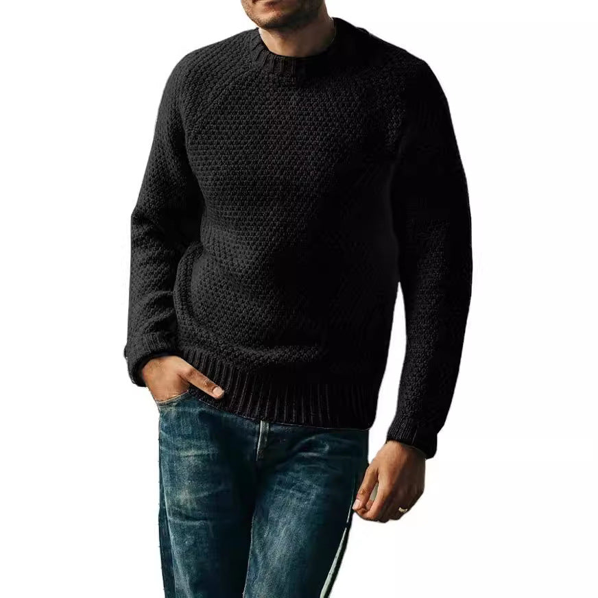 Corvund | Herren Strickpullover Wabenstruktur Rundhals - Image 3
