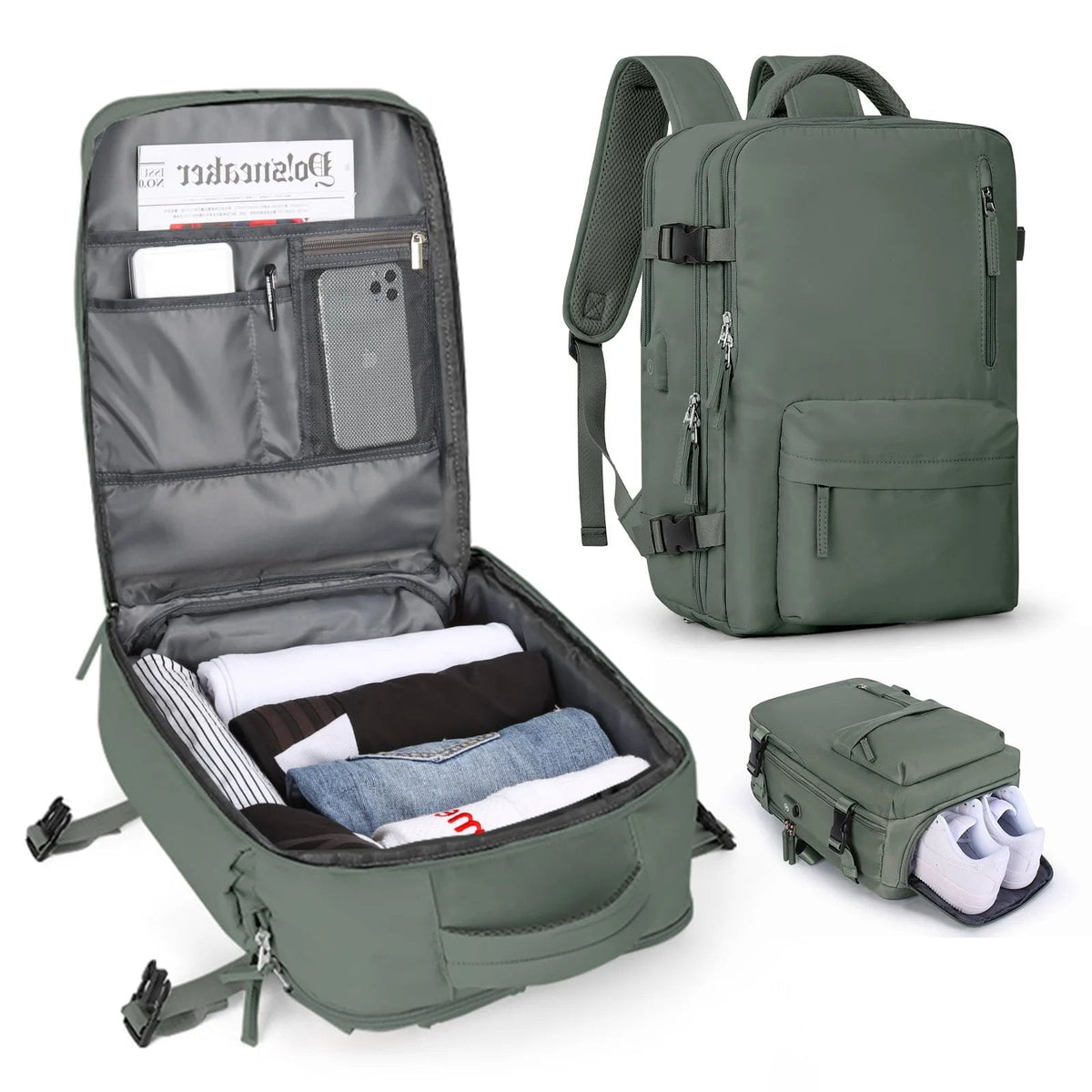 Damen Rucksack USB Anschluss Großes Fassungsvermögen 10