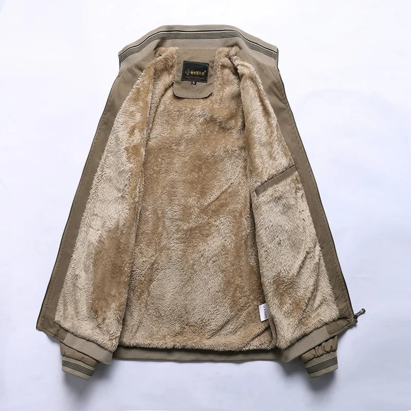 Herren Vintage Jacke Kragen Knopfverschluss Langarm Mantel 3