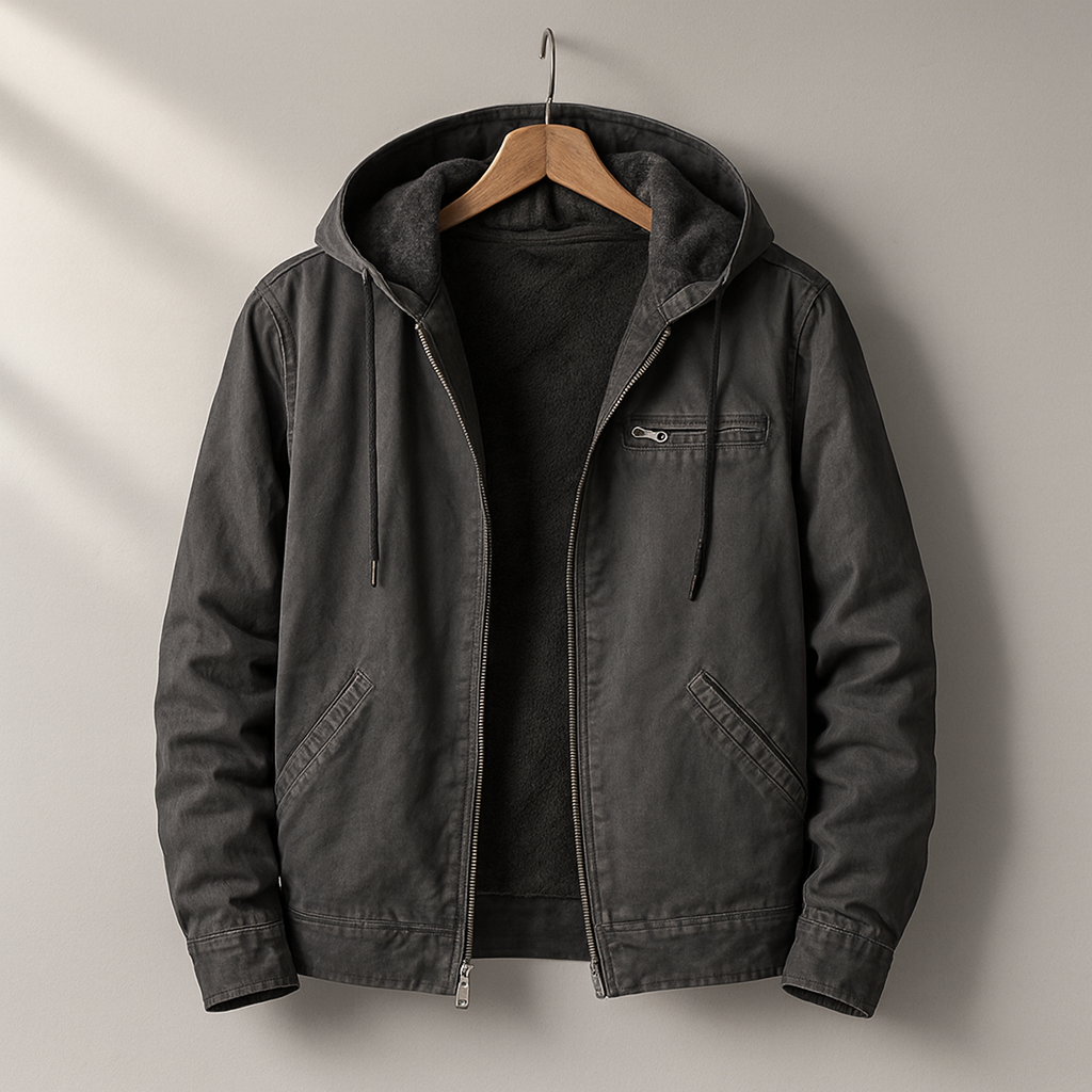 Herren Steppjacke Kapuze Winterjacke Relaxed Fit Taschen 4