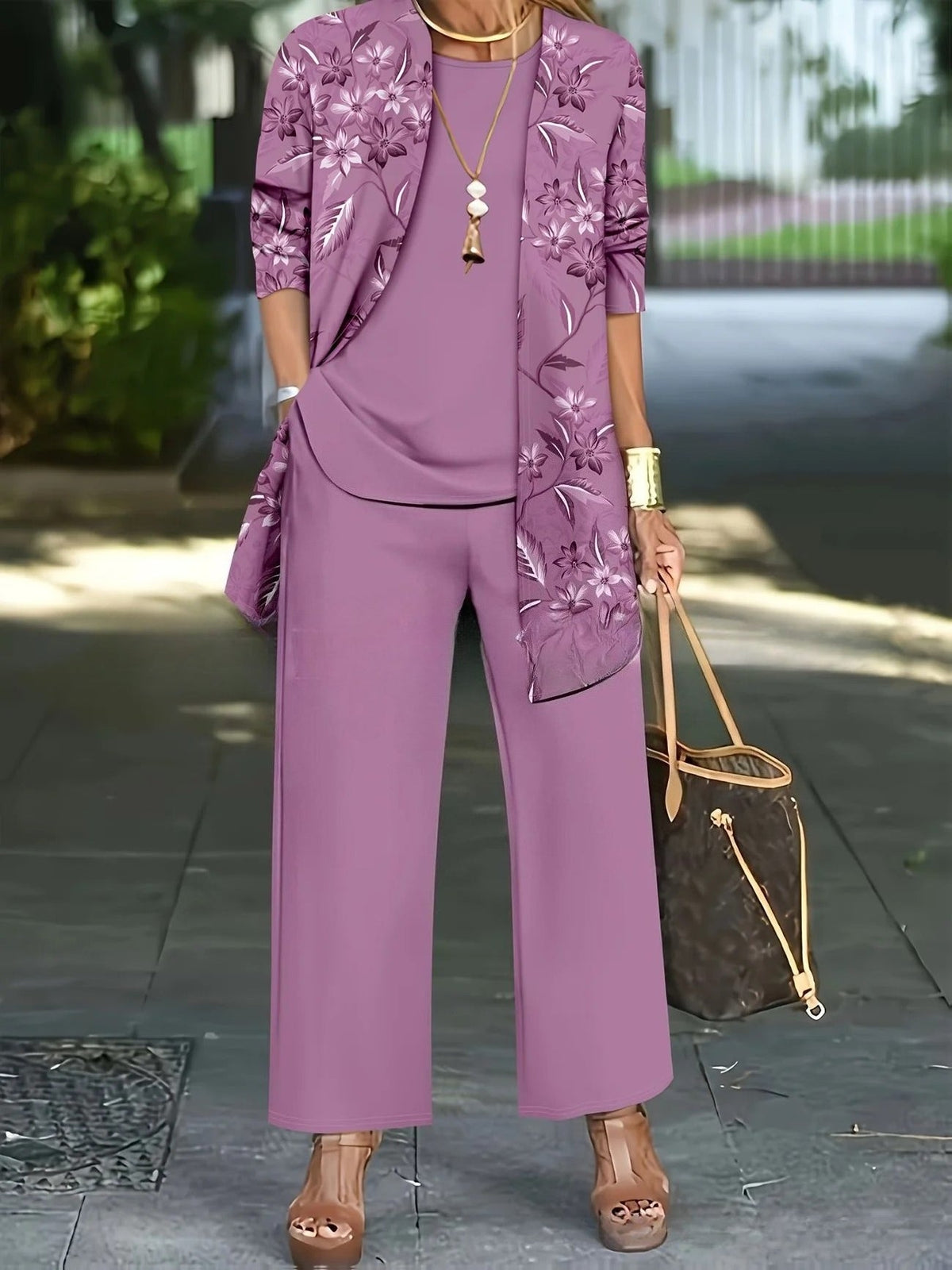 Cardigan Set Damen | 3-teilig mit Weste und Hose 17