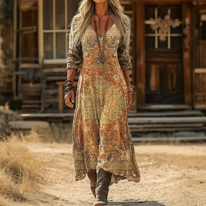 Maxikleid Damen | Langarm mit V-Ausschnitt 2