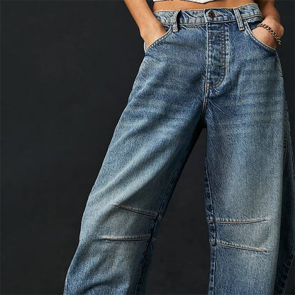 Damen High-Waist Barrel-Leg Relaxed-Fit Jeans