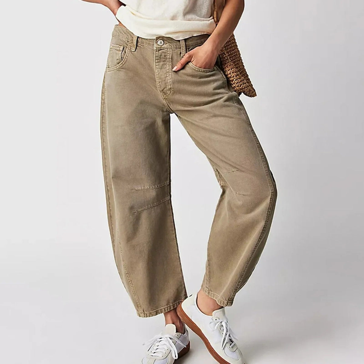 Damen High-Waist Barrel-Leg Relaxed-Fit Jeans