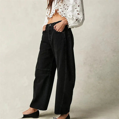 Damen High-Waist Barrel-Leg Relaxed-Fit Jeans