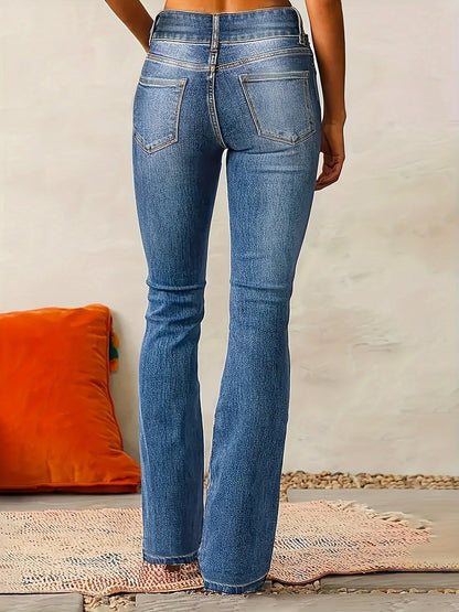 Damen High-Waist Flared Jeans mit figurbetontem Schnitt