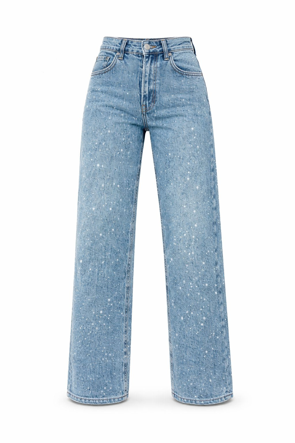 Damen High-Waist Straight-Leg Glitzer-Jeans