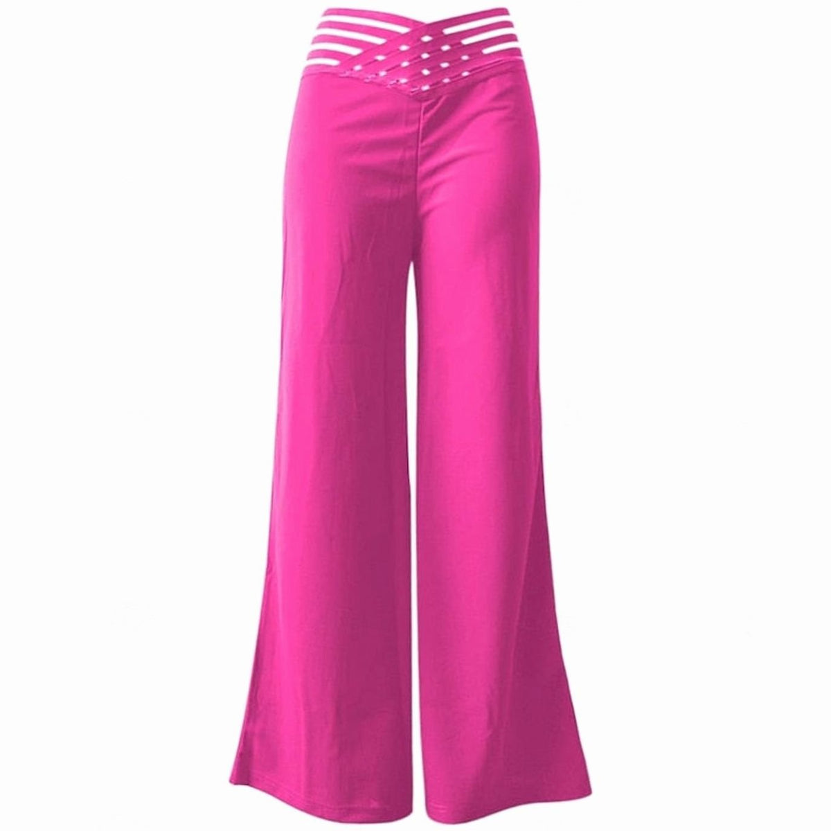Damen High-Waist Wide-Leg Hose mit Crossover-Bund