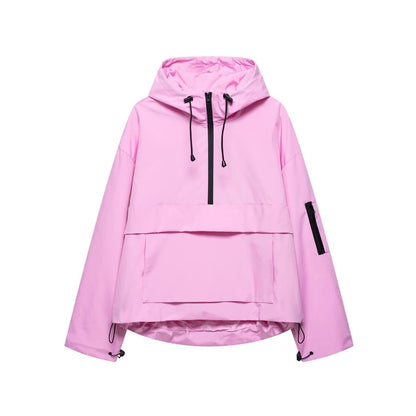 Damen Kapuzen-Anorak Windschutz Wasserabweisende Outdoorjacke - Rosa
