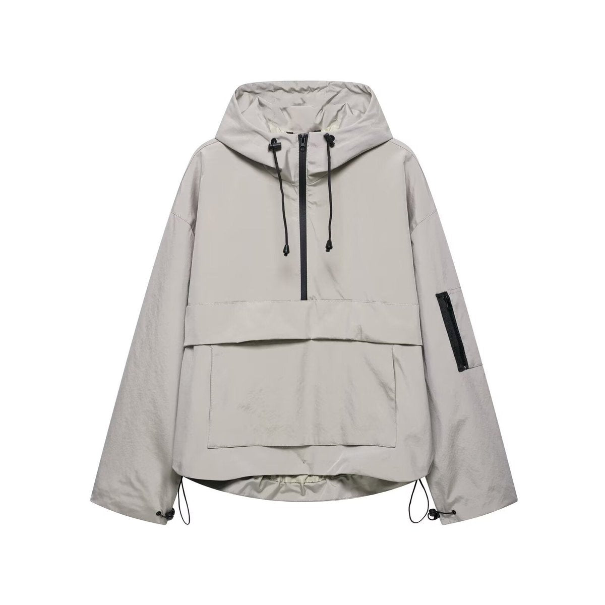 Damen Kapuzen-Anorak Windschutz Wasserabweisende Outdoorjacke - Grau