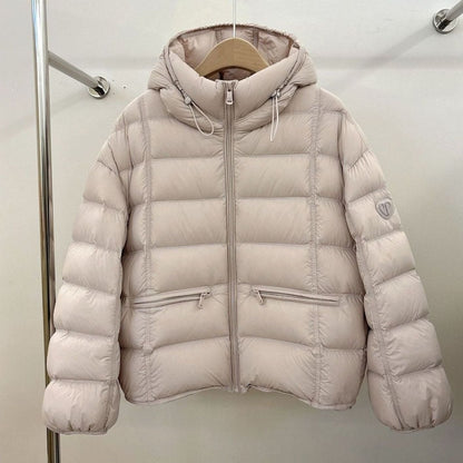 Damen Kurze Thermo-Steppjacke mit Kapuze und Reißverschlusstaschen