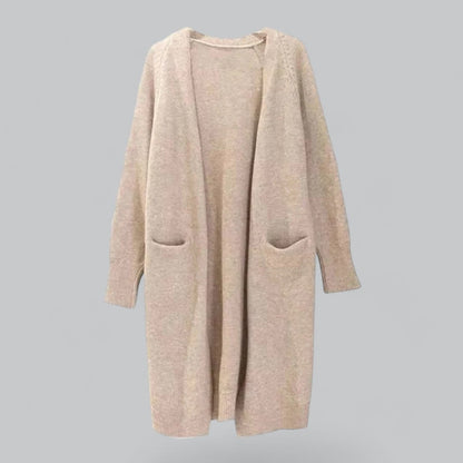 Damen Langer Oversized Kaschmir Strick Cardigan - Khaki