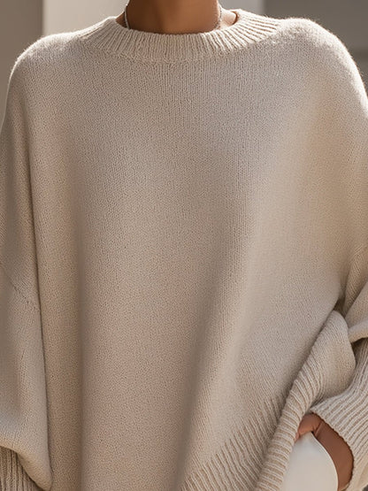 Damen Oversized Fledermausarm Strick Sweater