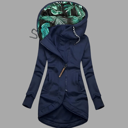 Damen Robuste Winter-Shelljacke mit Kapuze Reißverschluss Lang - Marineblau