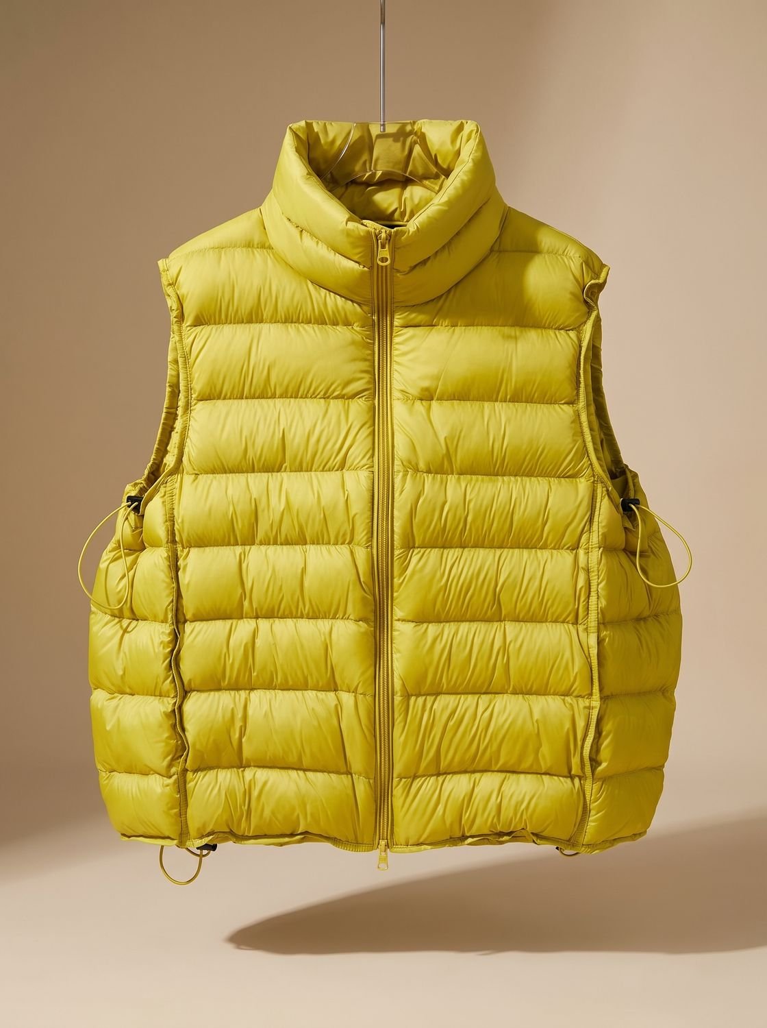 Damen Steppweste Bodywarmer mit Zweiwege-Reißverschluss Stehkragen - Ingwergelb