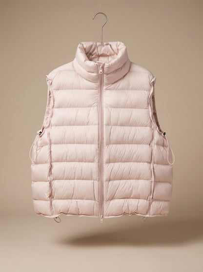 Damen Steppweste Bodywarmer mit Zweiwege-Reißverschluss Stehkragen - Hellrosa