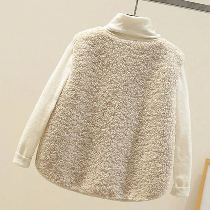 Damen Teddyfleece-Weste mit V-Ausschnitt und Knopfleiste