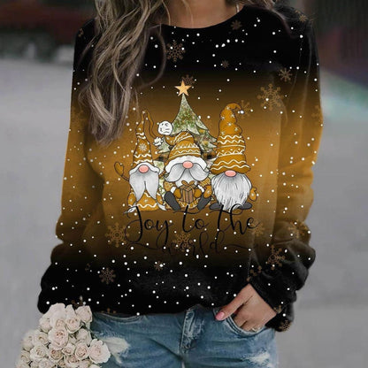 Damen Weihnachts-Strickpullover Locker Weihnachtsmotiv Rundhals - Orange