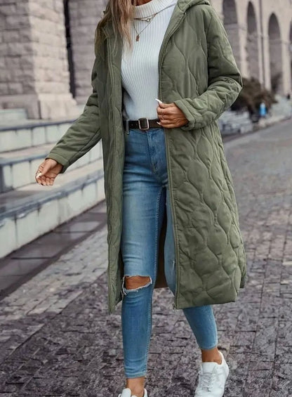 Damen Winterjacke Gesteppte Kapuzenjacke mit Reißverschluss