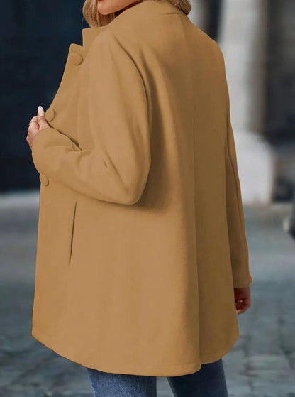 Damen Wintermantel mit Knöpfen Stehkragen eleganter langer Schnitt