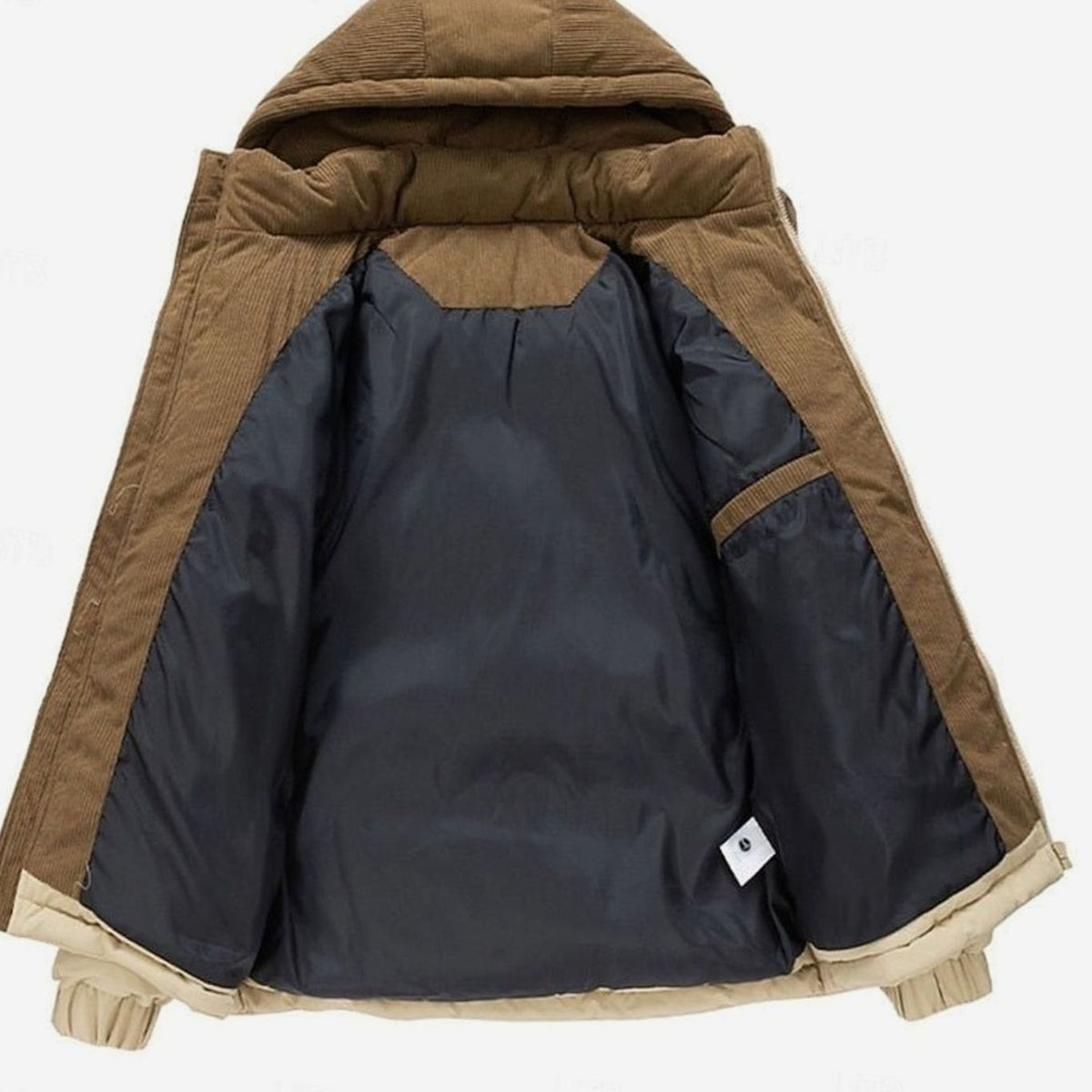 Damen Zweifarbige Steppjacke mit Kapuze Layering-Passform Winterjacke