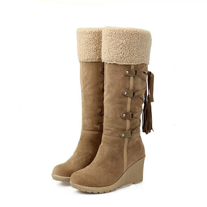 Schnürstiefel Damen | Fellumschlag & Keilabsatz 3