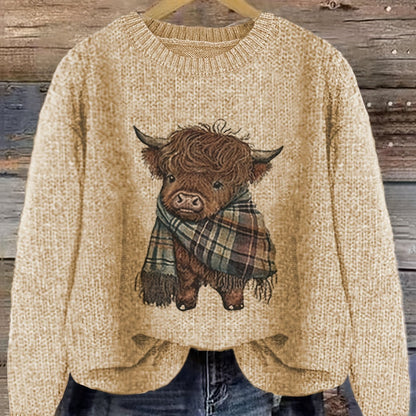 Strickpullover Damen | Highland-Kuh Motiv & Lockere Passform 11