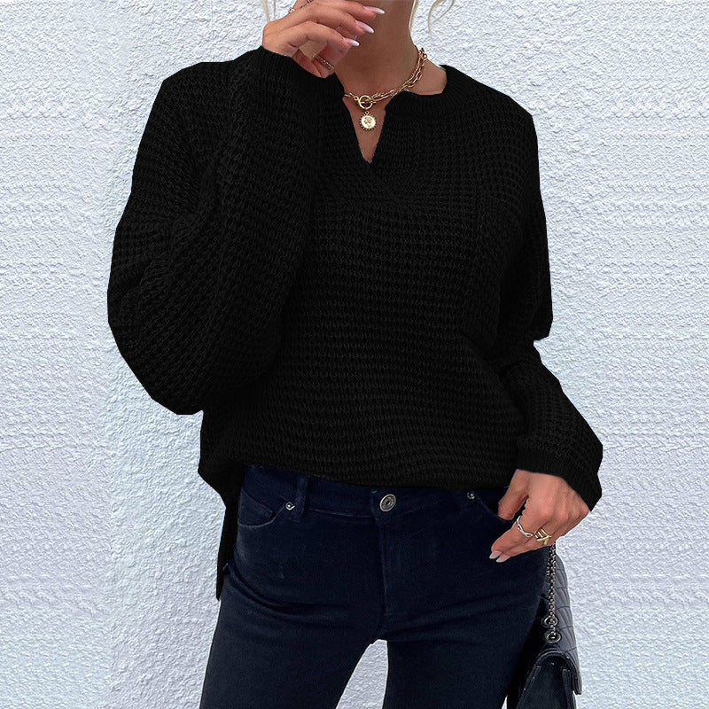 Druvaine | Damen Strickpullover Waffelstrick Oversize - Light Blue - Image 4