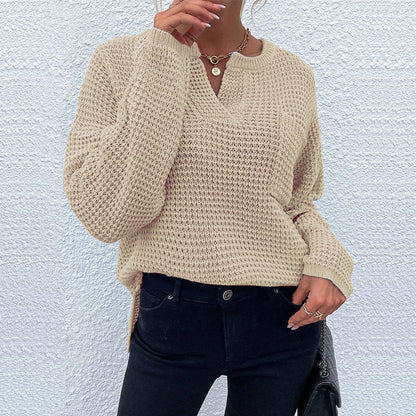 Druvaine | Damen Strickpullover Waffelstrick Oversize - Light Blue - Image 6