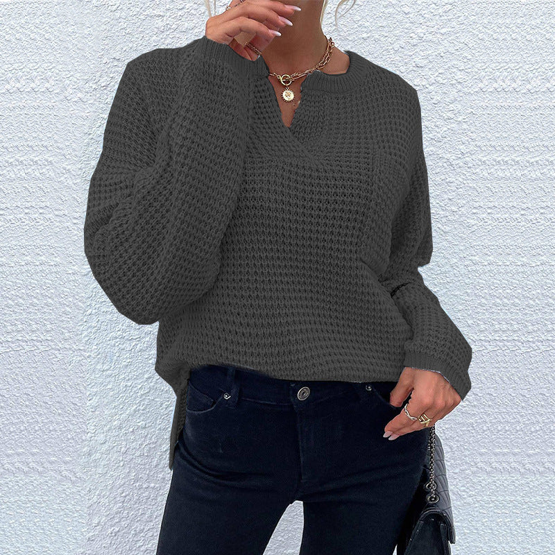 Druvaine | Damen Strickpullover Waffelstrick Oversize - Light Blue - Image 7