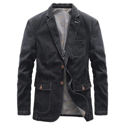 Herren Jeansjacke Dark Wash Knopfleiste Vintage Look 8